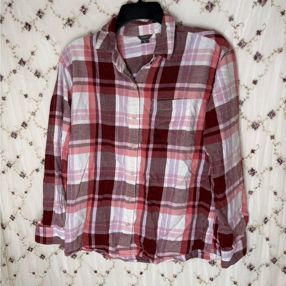 Eddie Bauer Red and Pink Checkered Shirt